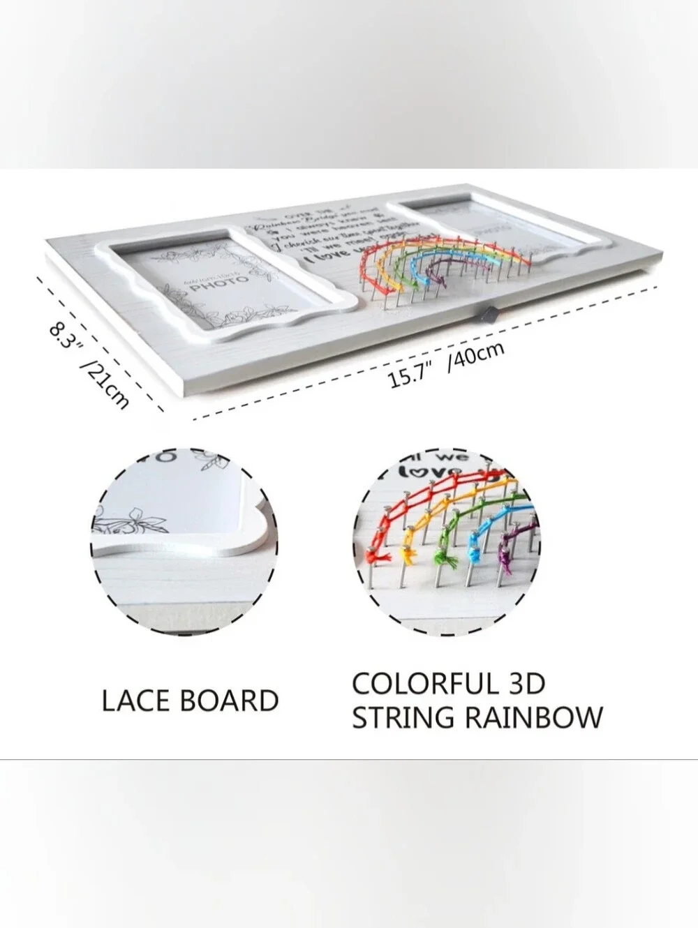 Pet Memory Wall Frame with Rainbow String Art - White
